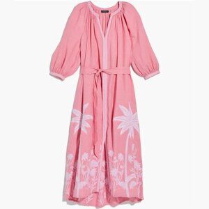 New Vineyard‎ Vines L Women's Pink Embroidered Linen Midi Beach Cover-Up Dress